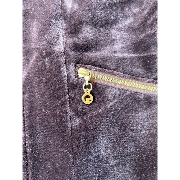 St. John Sport By Marie Gray Velvet Zip-Up Jacket With Gold Zippers & Pockets - - Picture 10 of 12